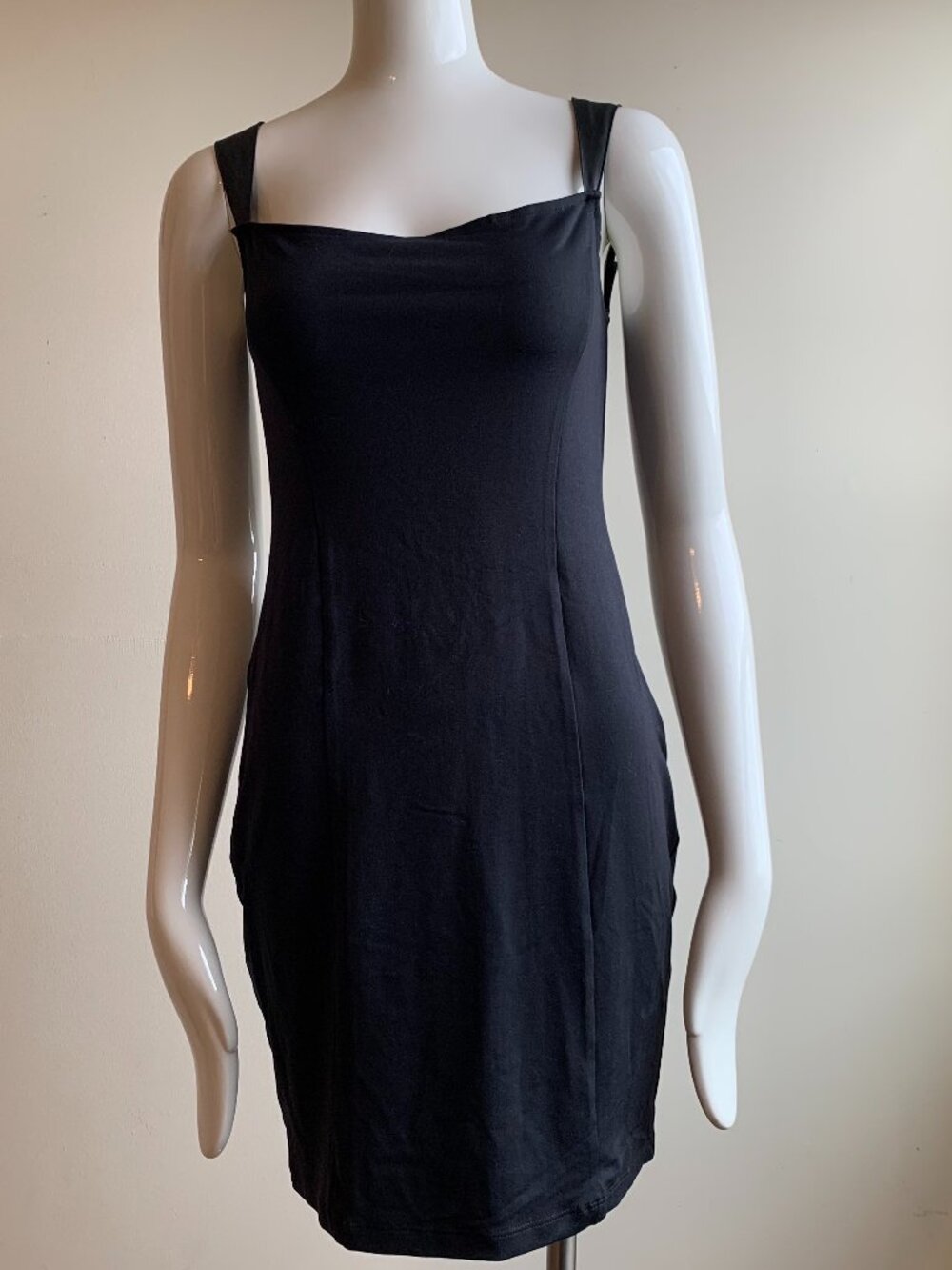 David Lerner Faux leather black stretchy Dress Medium